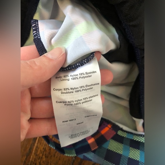 Motherhood Maternity M Checkered Orange/Blue One Piece w/Cross Straps & Bow NWOT - Picture 10 of 12